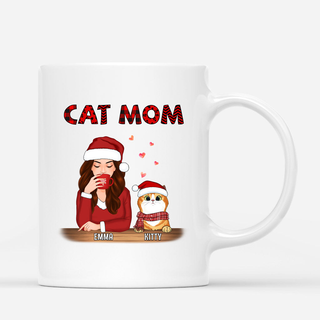 Cat Mom Christmas Mug - Personalized Gifts for Cat Owners