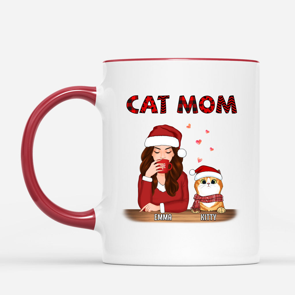 Cat Mom Christmas Mug - Personalized Gifts for Cat Owners
