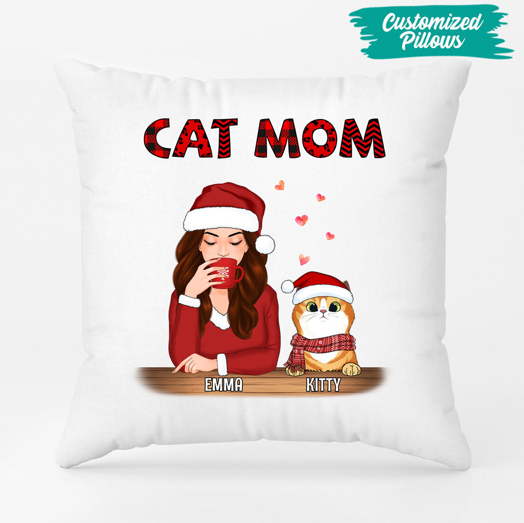 Personalized Best Cat Mom In Town Christmas Pillow