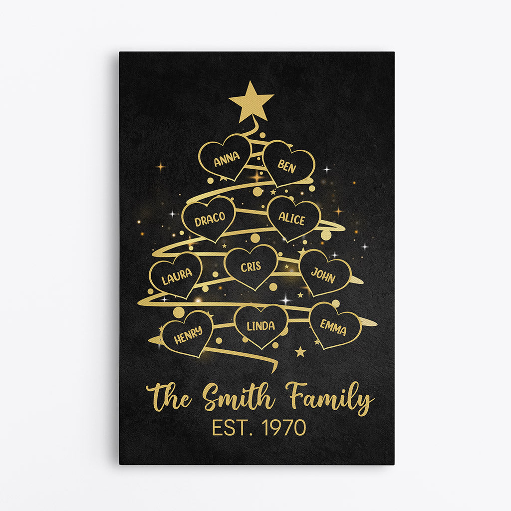 Xmas Family Tree Canvas - Custom Family Christmas Gifts