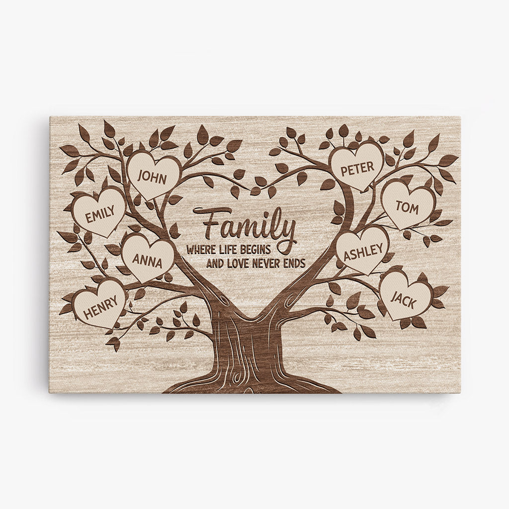 Heart Family Tree Canvas - Personal Family Tree Gifts