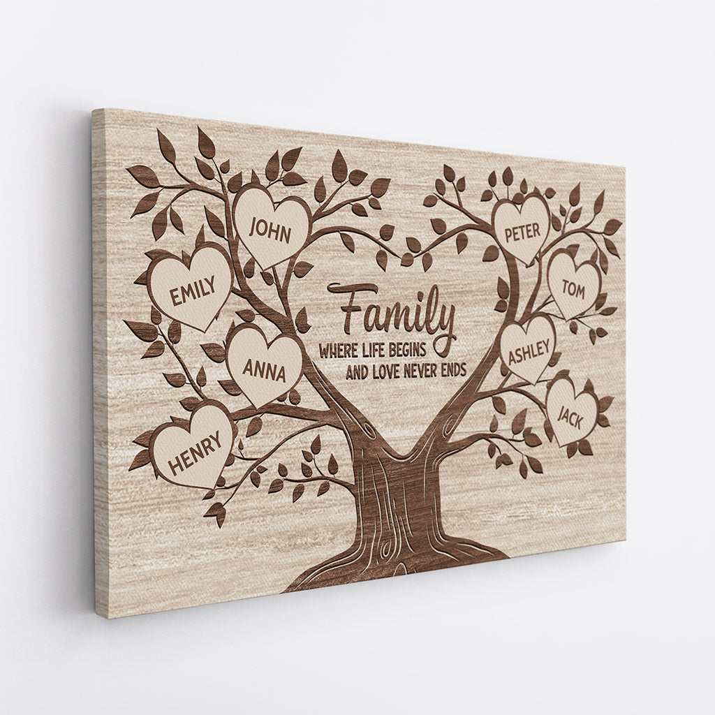 Heart Family Tree Canvas - Personal Family Tree Gifts