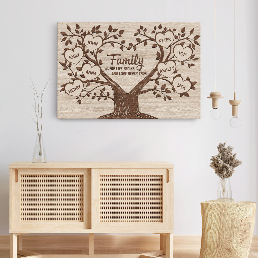Heart Family Tree Canvas - Personal Family Tree Gifts