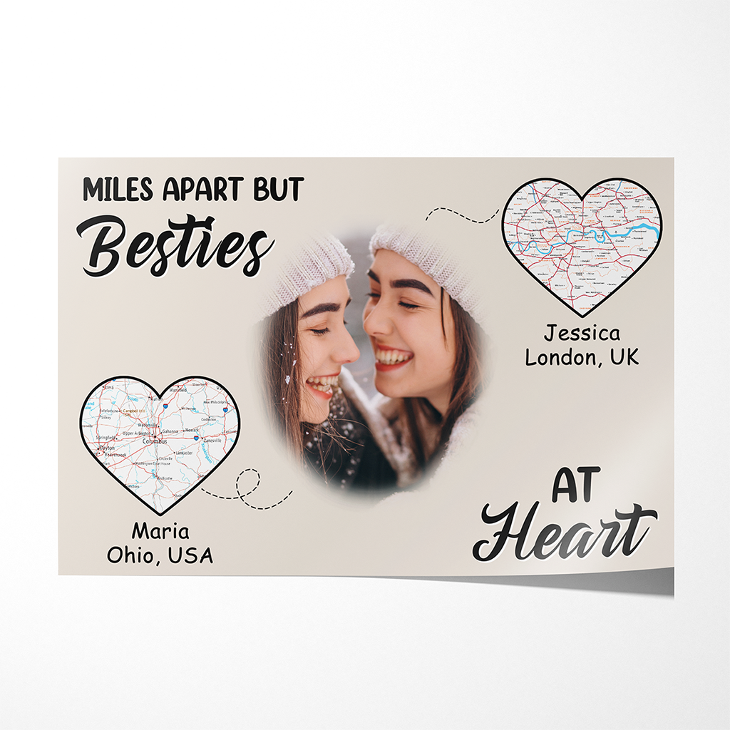 Personalized Miles Apart But Besties At Heart Poster