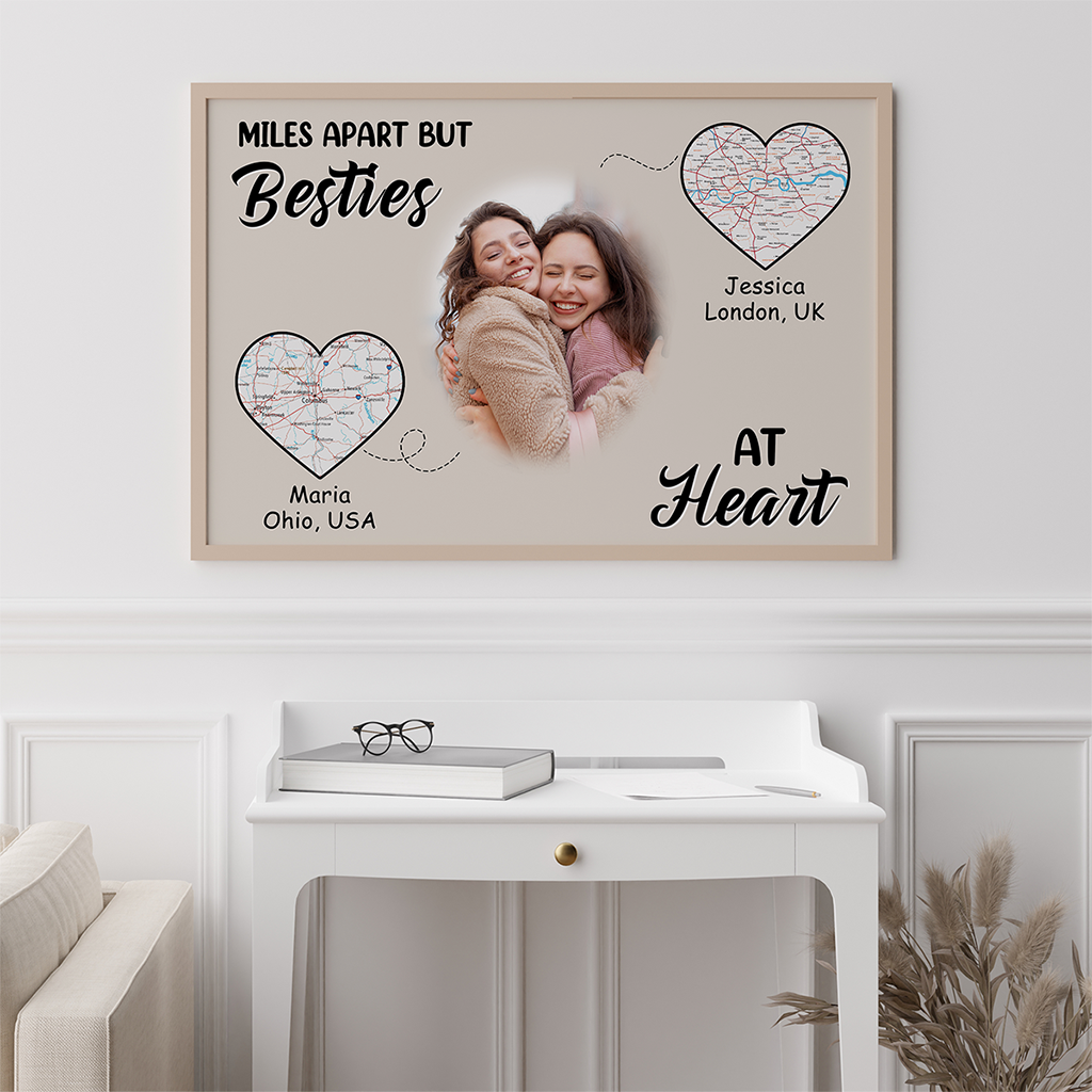 Personalized Miles Apart But Besties At Heart Poster