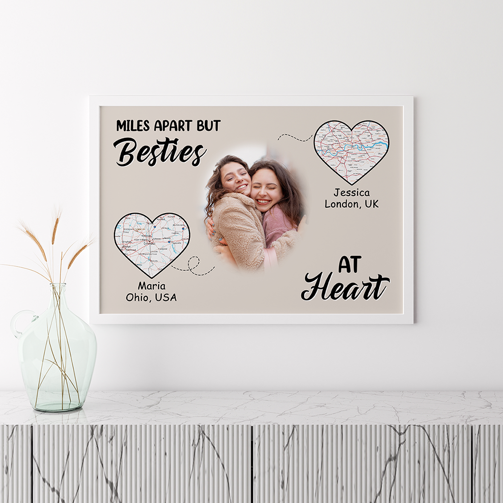 Personalized Miles Apart But Besties At Heart Poster