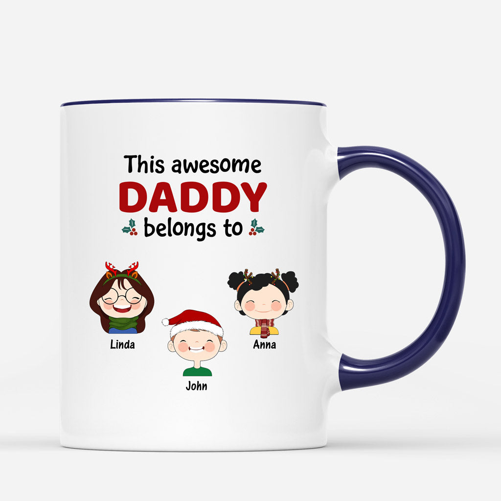 Personalized This Awesome Daddy Belongs To Mugs