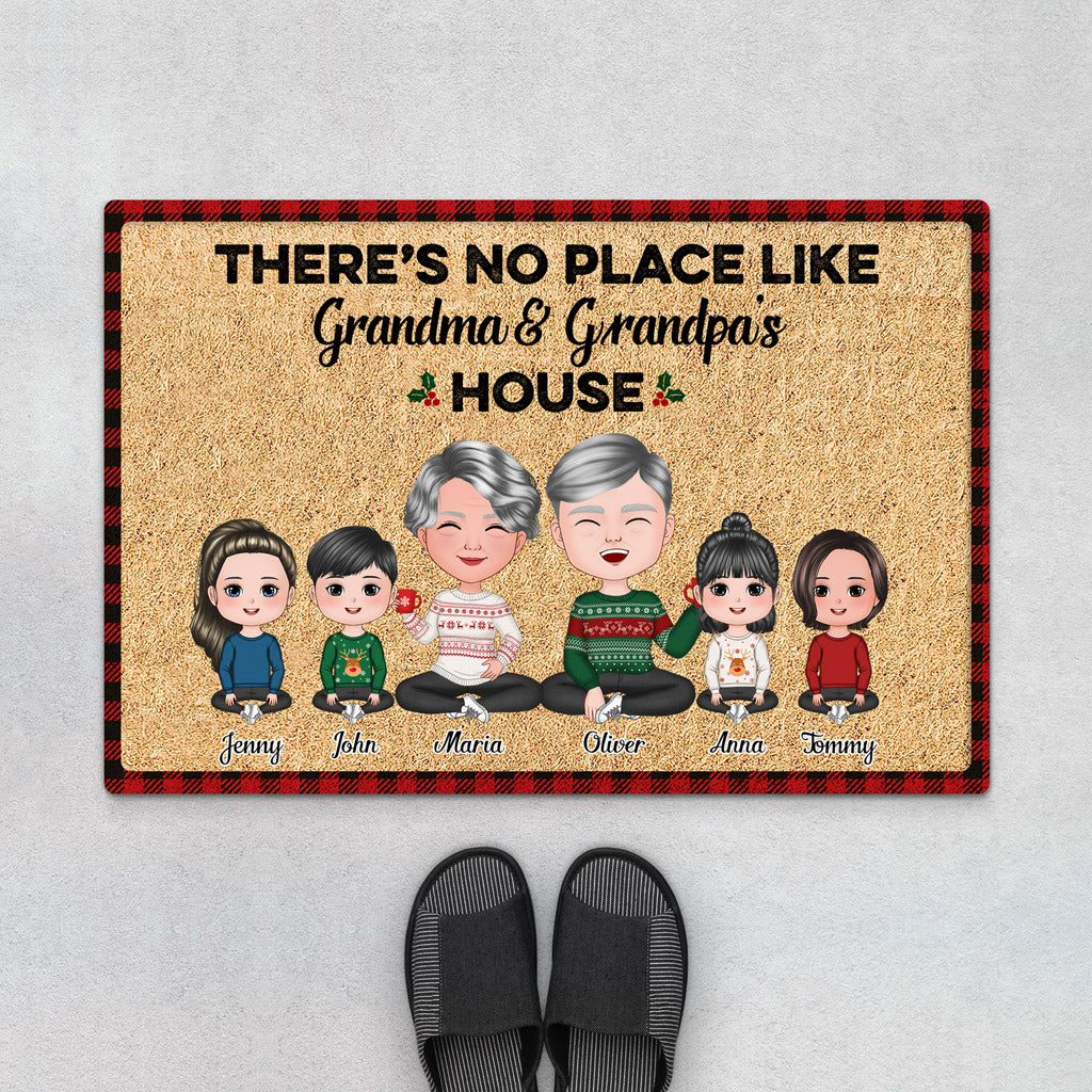 No Place Like Grandma & Grandpa House Door Mat - Personalised Family Gifts