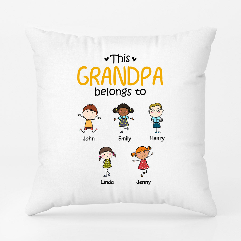 This Grandpa Belongs To - Personalized Pillow - Gift for Him