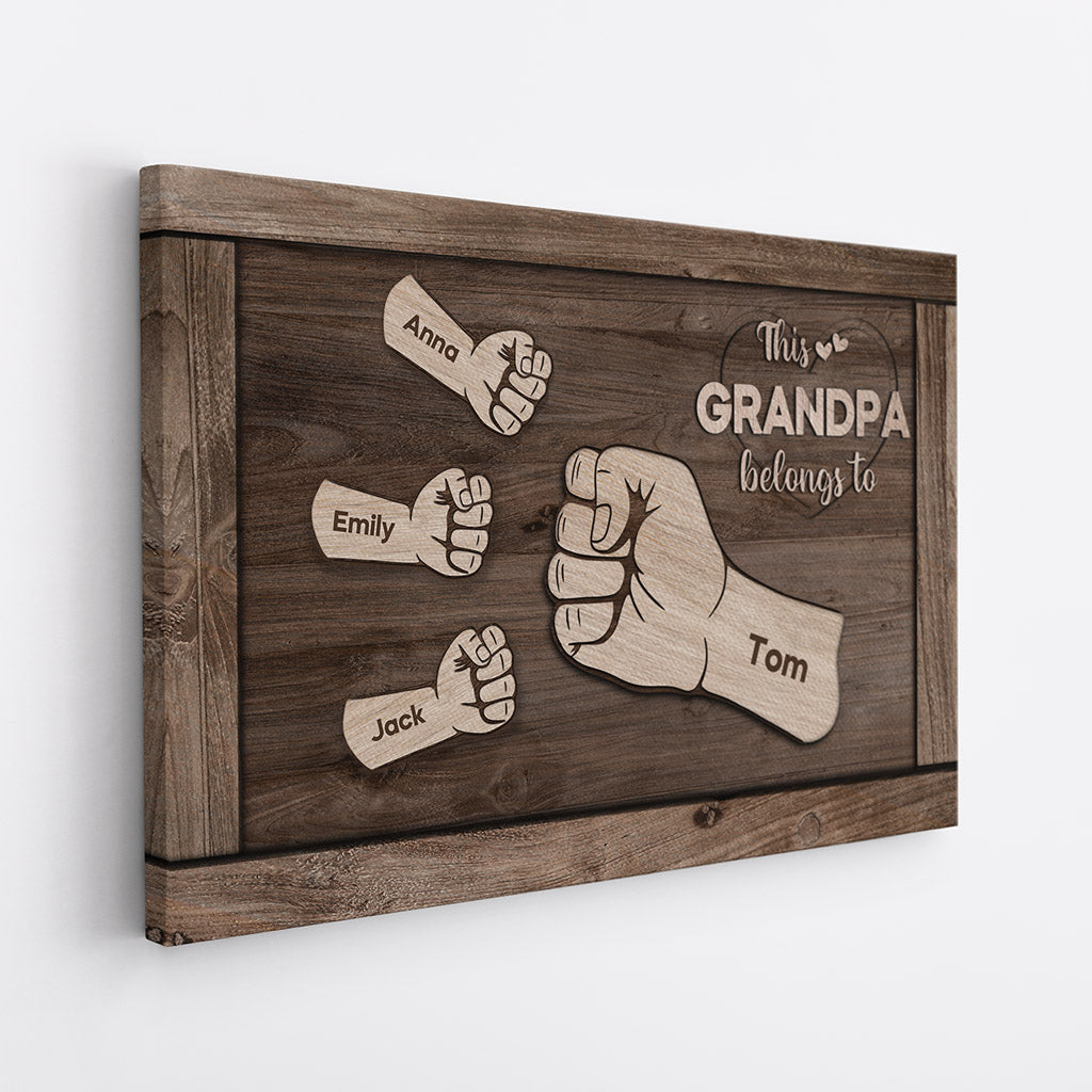 Personalized This Grandpa Belongs To Canvas