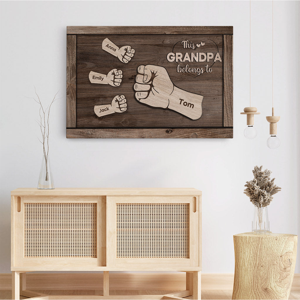 Personalized This Grandpa Belongs To Canvas