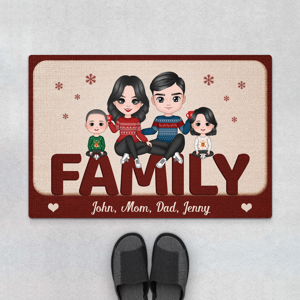 Family In Winter Door Mats - Personalised Family Gifts For Christmas