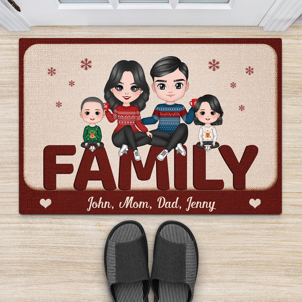 Family In Winter Door Mats - Personalised Family Gifts For Christmas