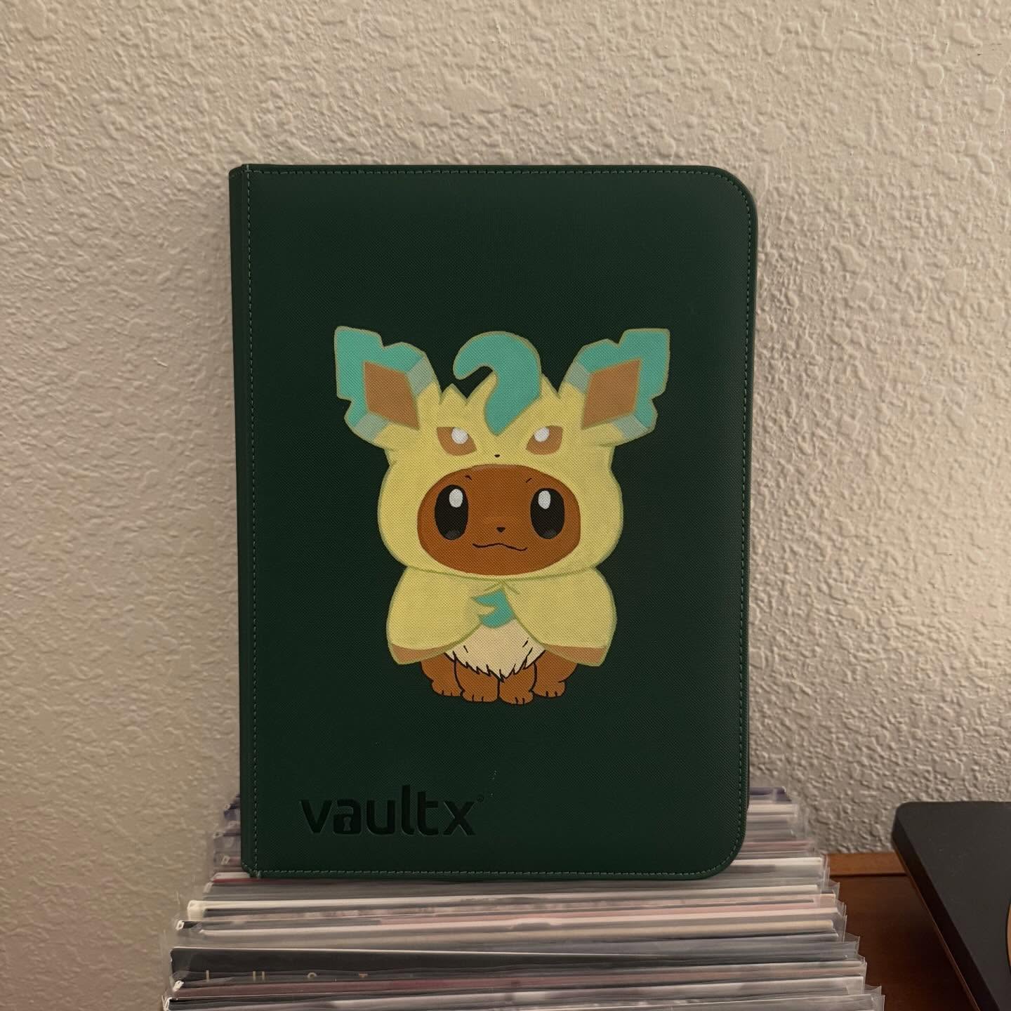 Fox Cub in Leaf Guardian Hoodie Binder - hand-painted Forest Green card binder cover