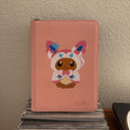 Fox Cub in Ribbon Fairy Hoodie Binder II - hand-painted Cotton Pink card binder cover