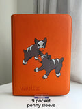 Monochrome Racer Duo Binder - hand-painted Tangerine / Ink card binder cover