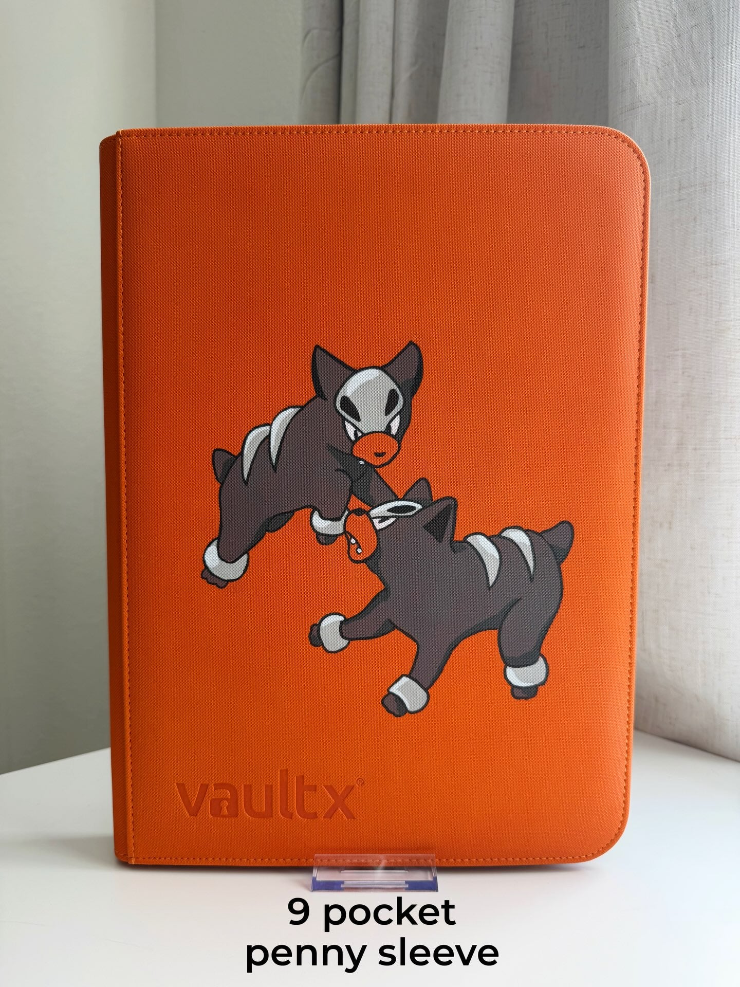 Monochrome Racer Duo Binder - hand-painted Tangerine / Ink card binder cover