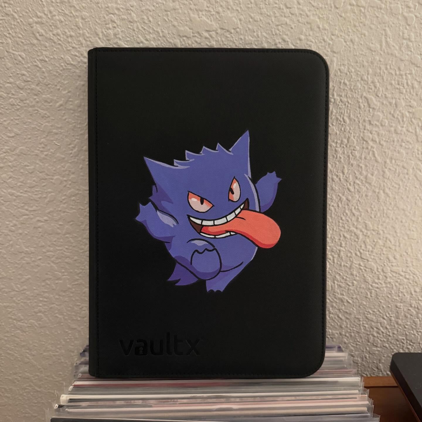 Grinning Shadow Binder - hand-painted Matte Black card binder cover