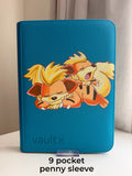 Loyal Flame Pup & Guardian Binder - hand-painted Teal / Cream card binder cover