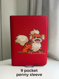 Highland Flame Pup Binder - hand-painted Crimson card binder cover