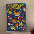 Splashing Fish All-Over Pattern Binder - hand-painted Ocean Blue card binder cover