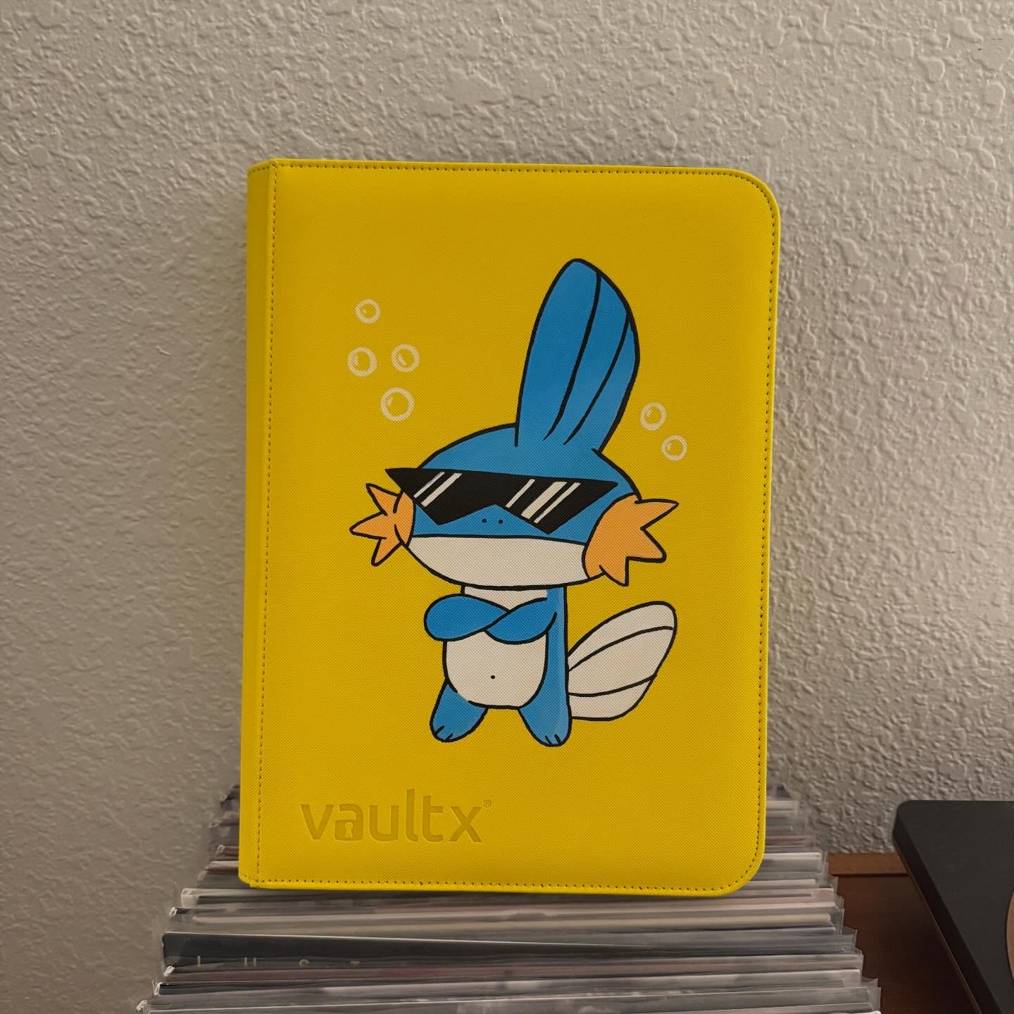 Mud Fish Sunglasses Binder - hand-painted Lemon Yellow card binder cover