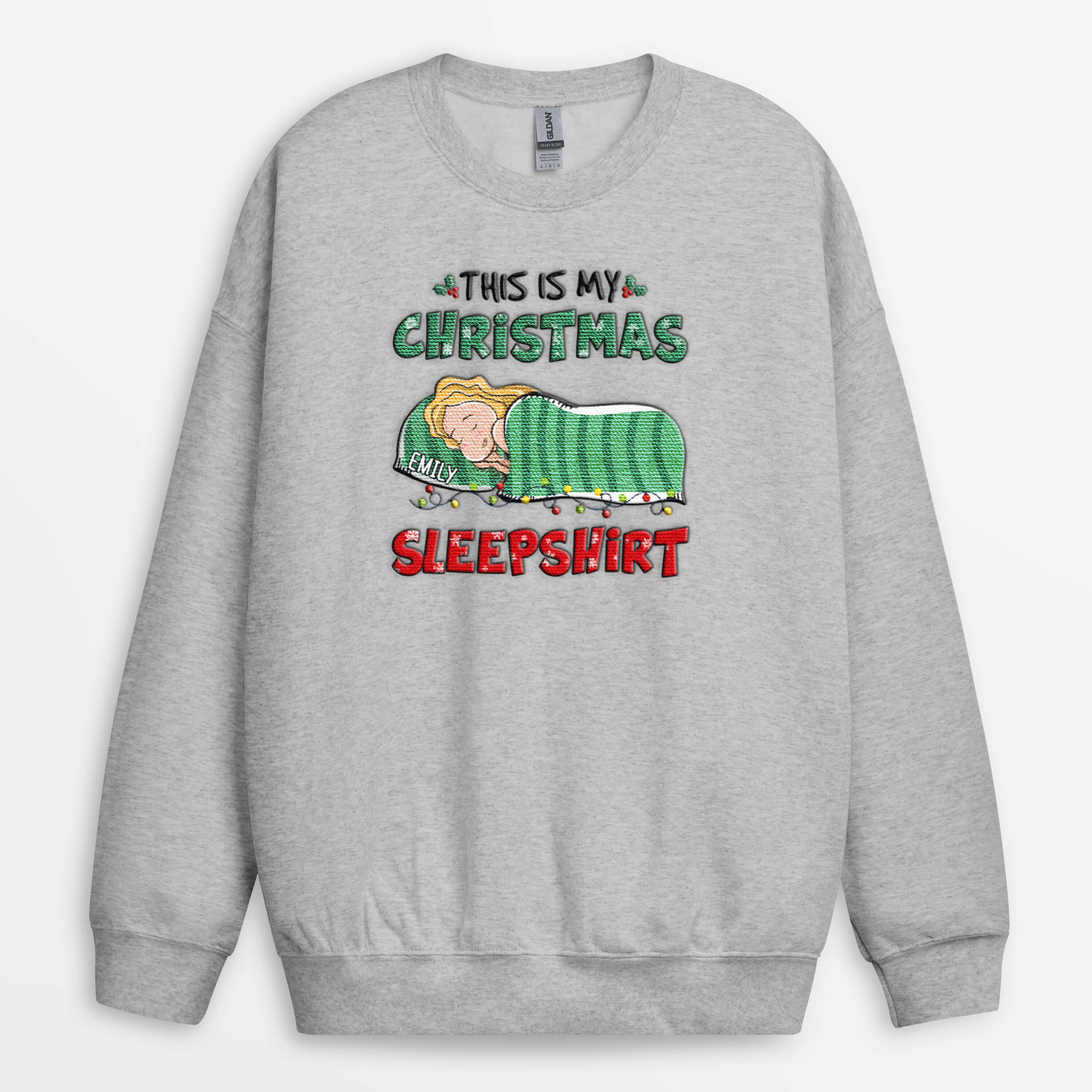 Personalized This Is My Christmas Sleepshirt Embroidered Sweatshirt