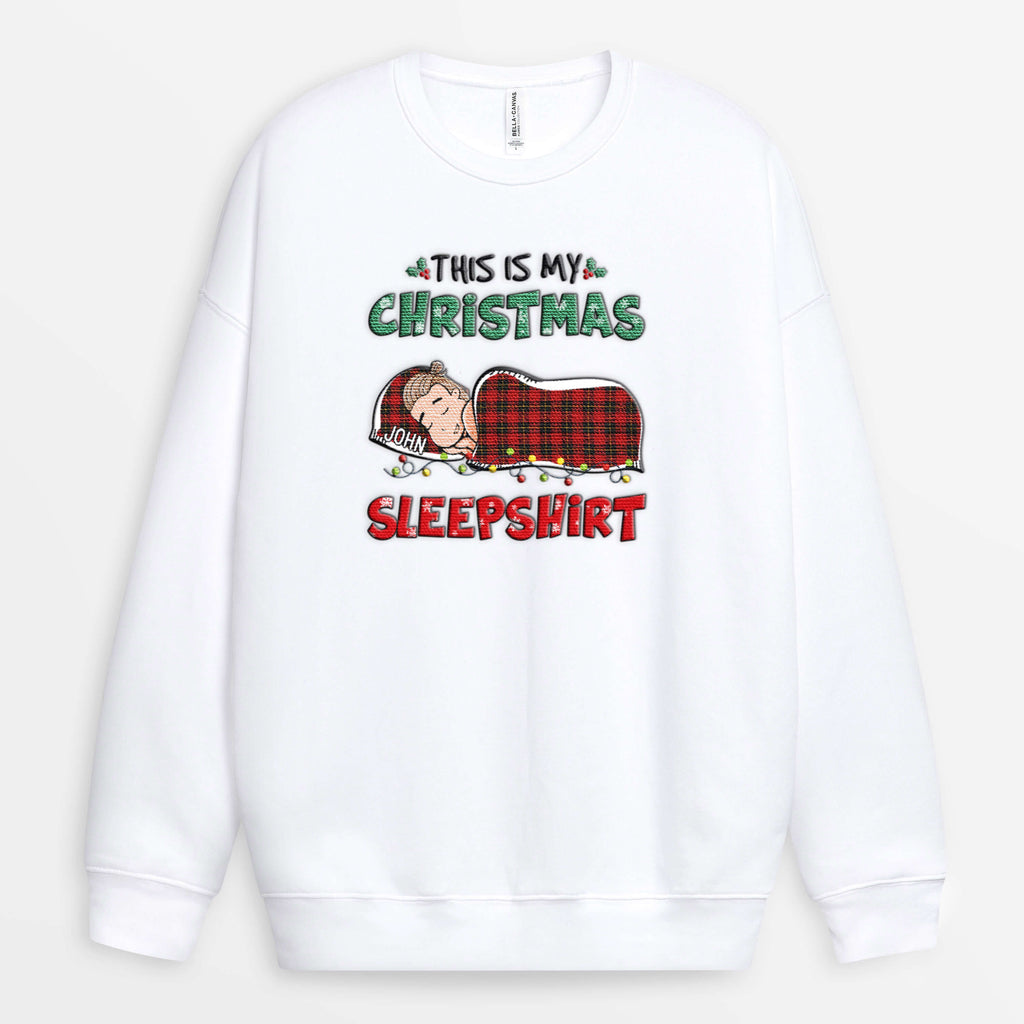 Personalized This Is My Christmas Sleepshirt Embroidered Sweatshirt