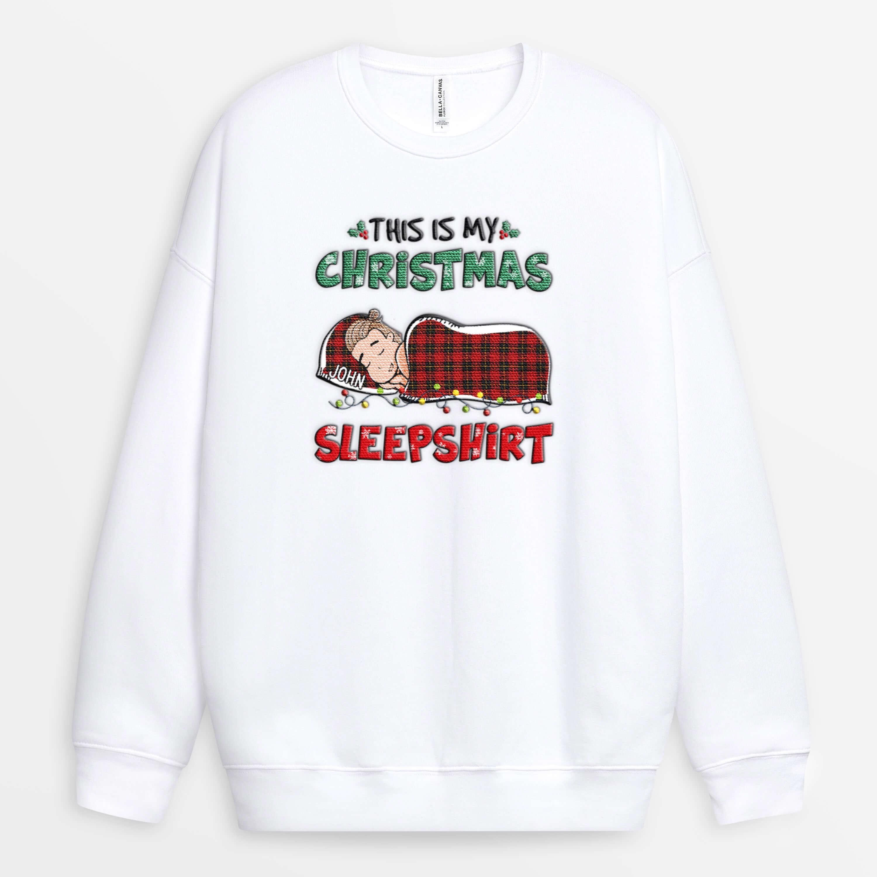 Personalized This Is My Christmas Sleepshirt Embroidered Sweatshirt