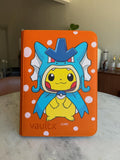 Spark Mouse in Sea Serpent Hoodie Binder - hand-painted Sunset Orange card binder cover