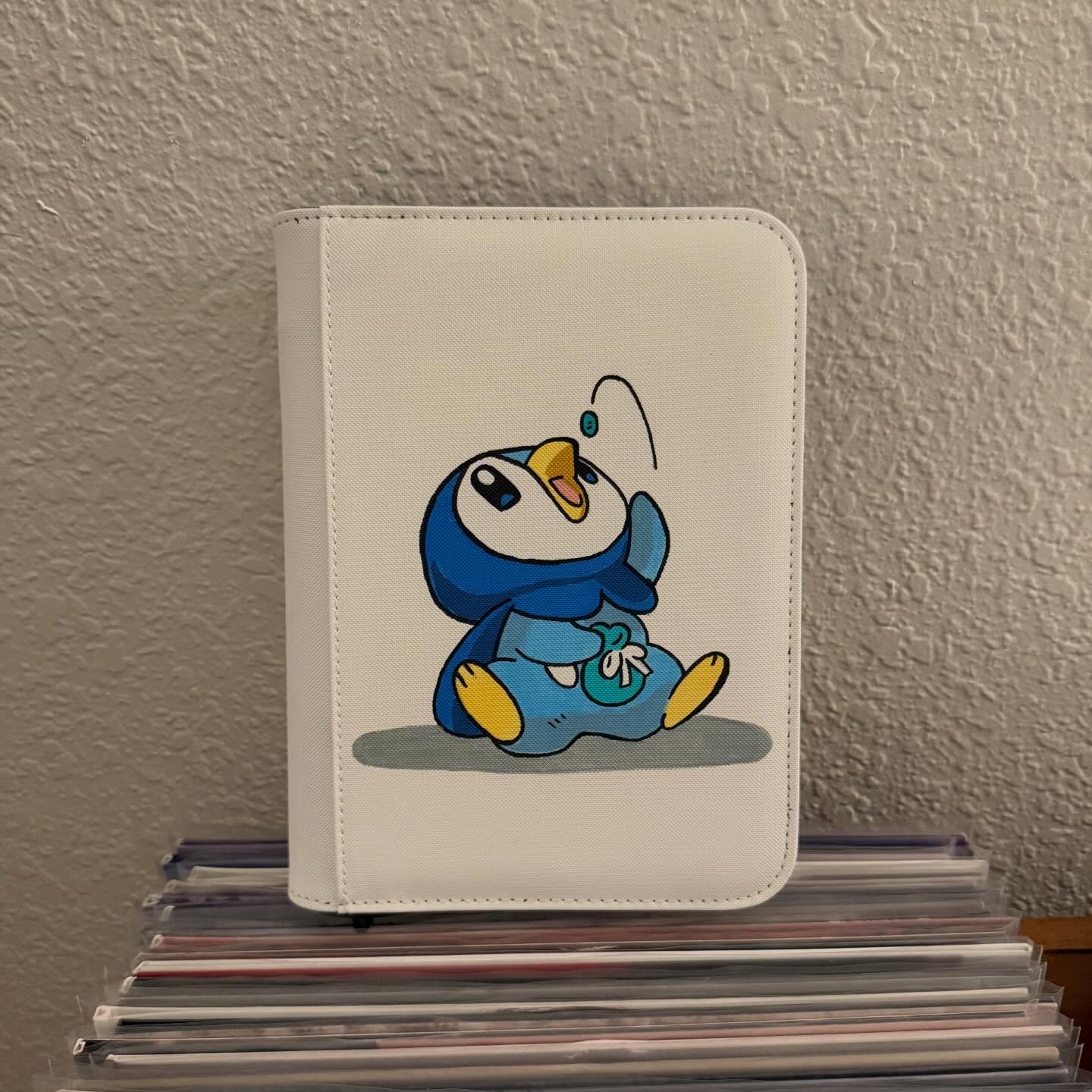 Proud Penguin Chick Binder - hand-painted White card binder cover