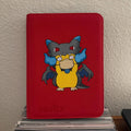 Puzzled Duck in Flame Dragon Hoodie Binder - hand-painted Flame Red card binder cover
