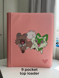Pebble Pup & Grass Kitten Binder - hand-painted Blush Pink card binder cover