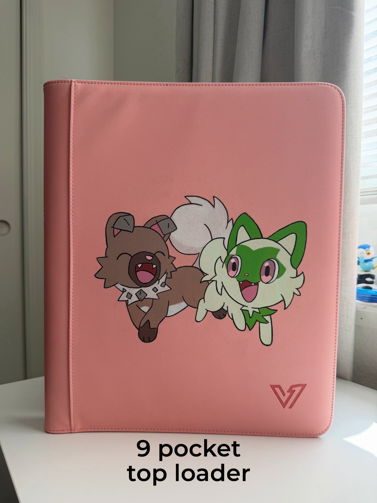 Pebble Pup & Grass Kitten Binder - hand-painted Blush Pink card binder cover