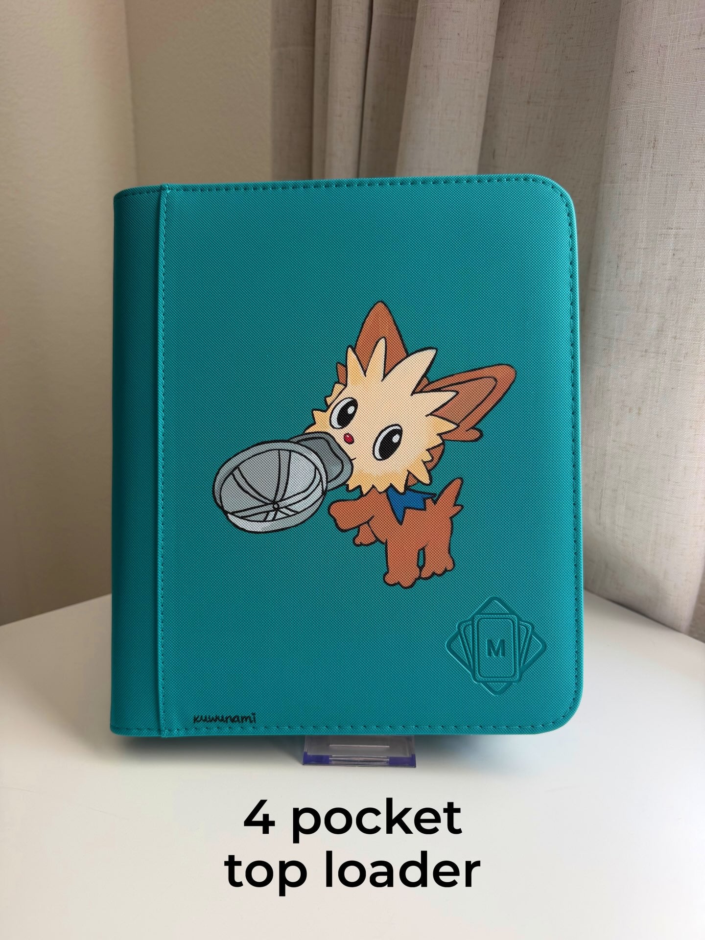 Pebble Pup Solo Binder - hand-painted Teal card binder cover