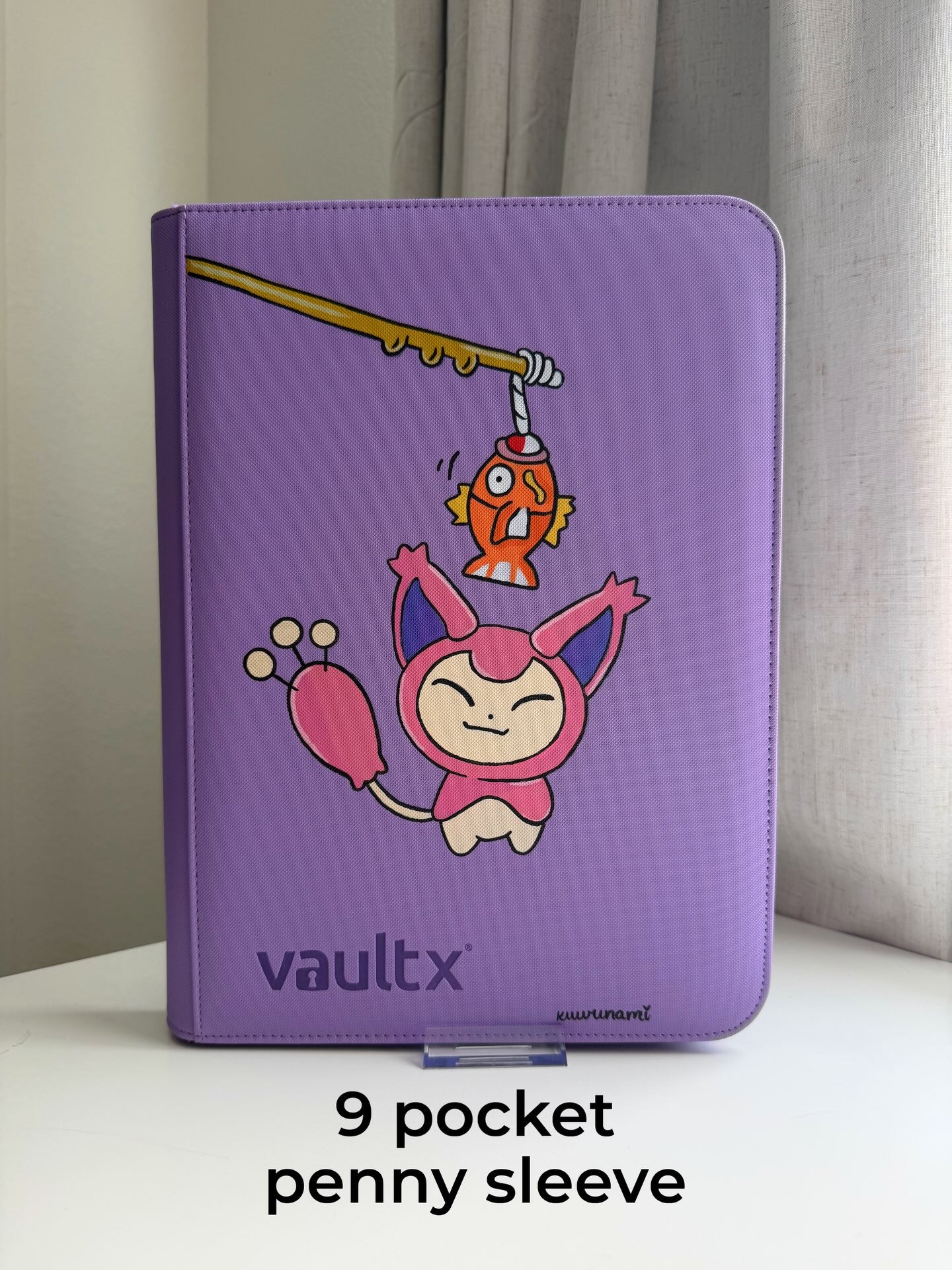 Kitten & Splashing Fish Binder - hand-painted Plum card binder cover
