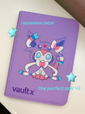 Ribbon Fairy & Sun Cat Binder - hand-painted Lilac / Violet card binder cover