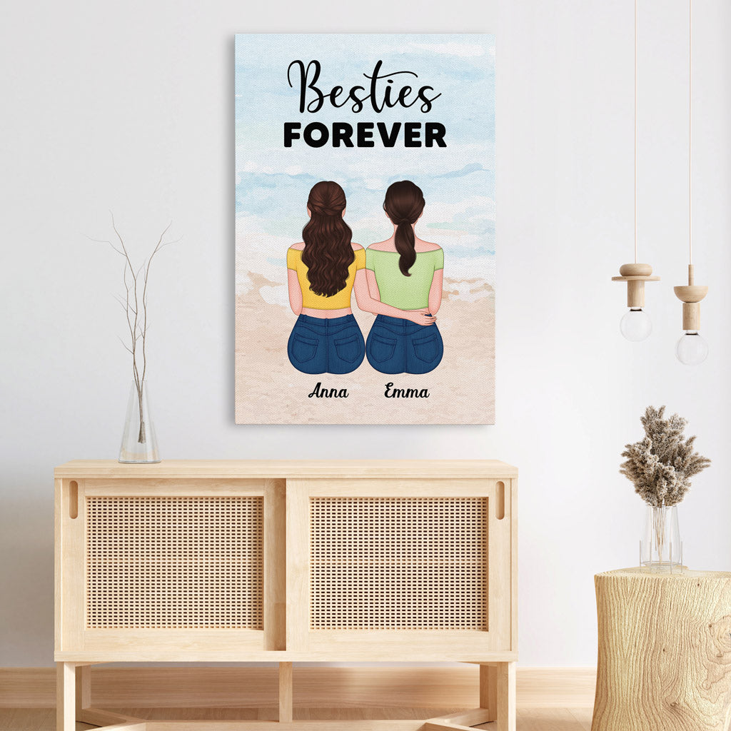 Personalized Bestie forever Canvas for Bestie