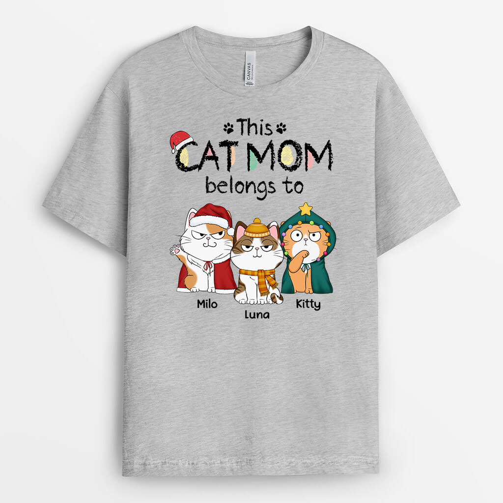 Personalized This Cat Mom/Cat Dad Belongs To T-shirt