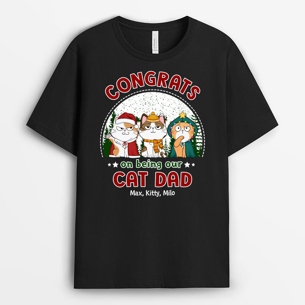 Congrats On Being Our Cat Mom | Custom Christmas Shirts for Cat Lovers