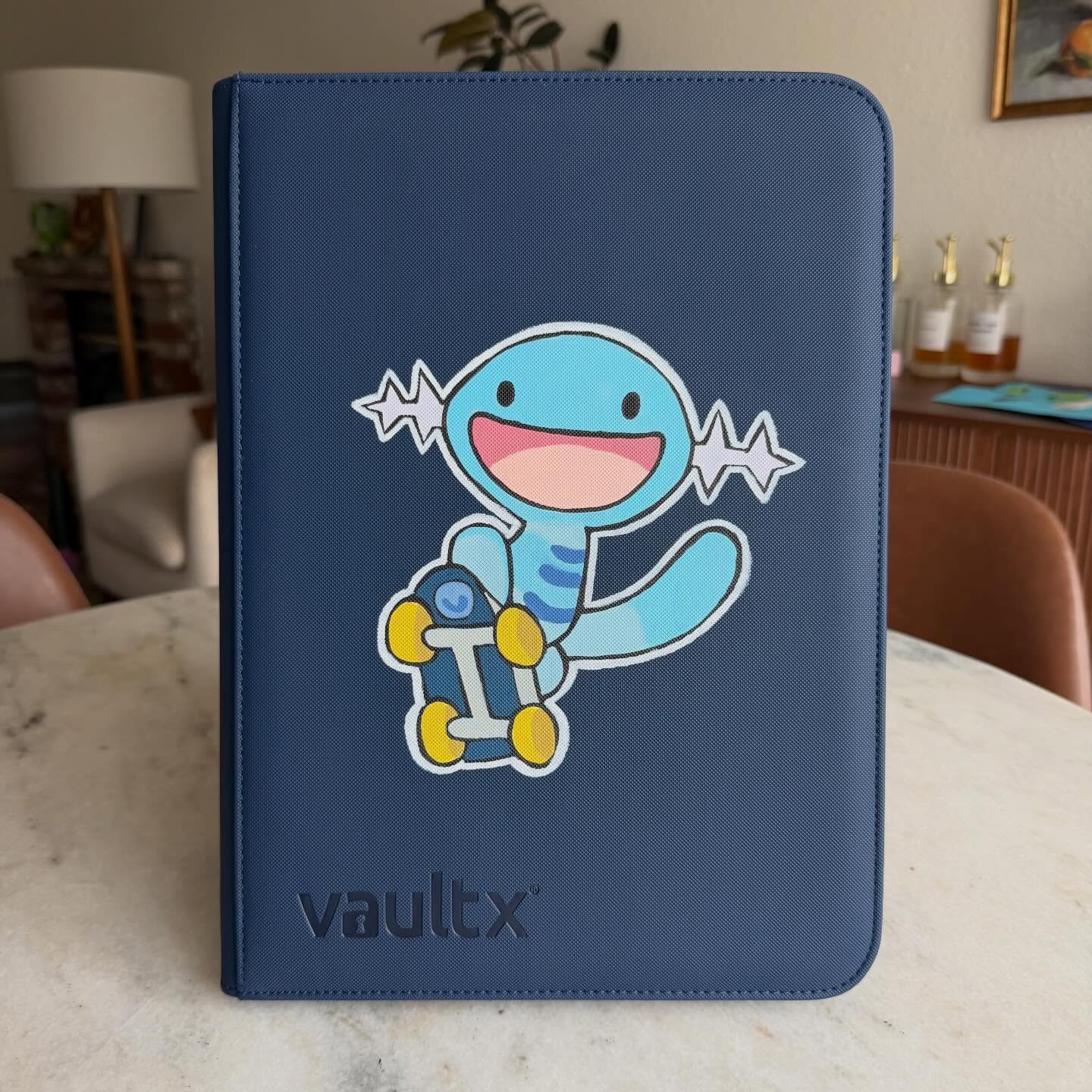 Smiling Mud Fish Binder - hand-painted Navy card binder cover