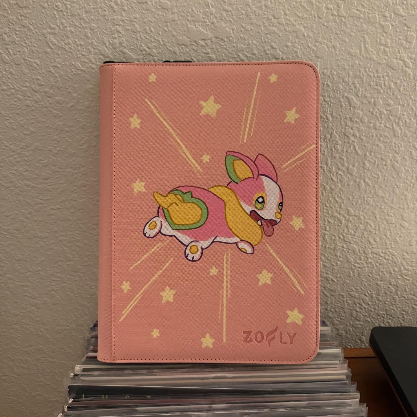 Spark Corgi Starfield Binder - hand-painted Star Pink card binder cover